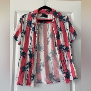 Original Use Red and White Palm Print Shirt